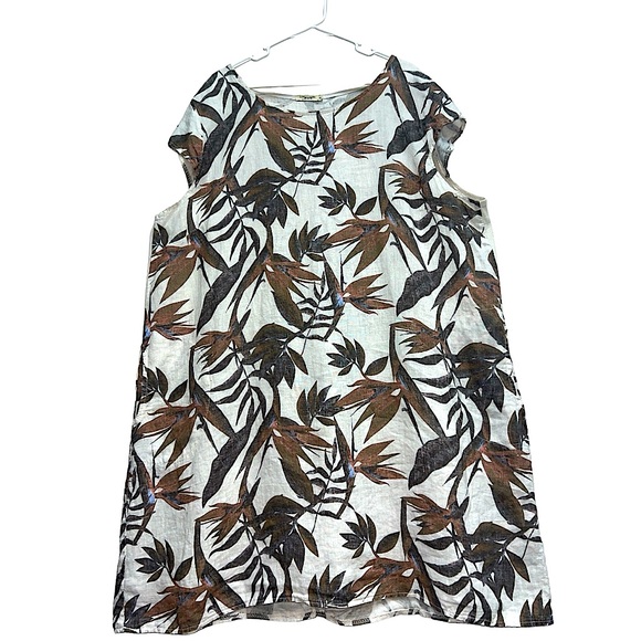 Lungo L’arna Linen Italian Made Tropical Beach Vacation Summer Midi Dress - Picture 1 of 17